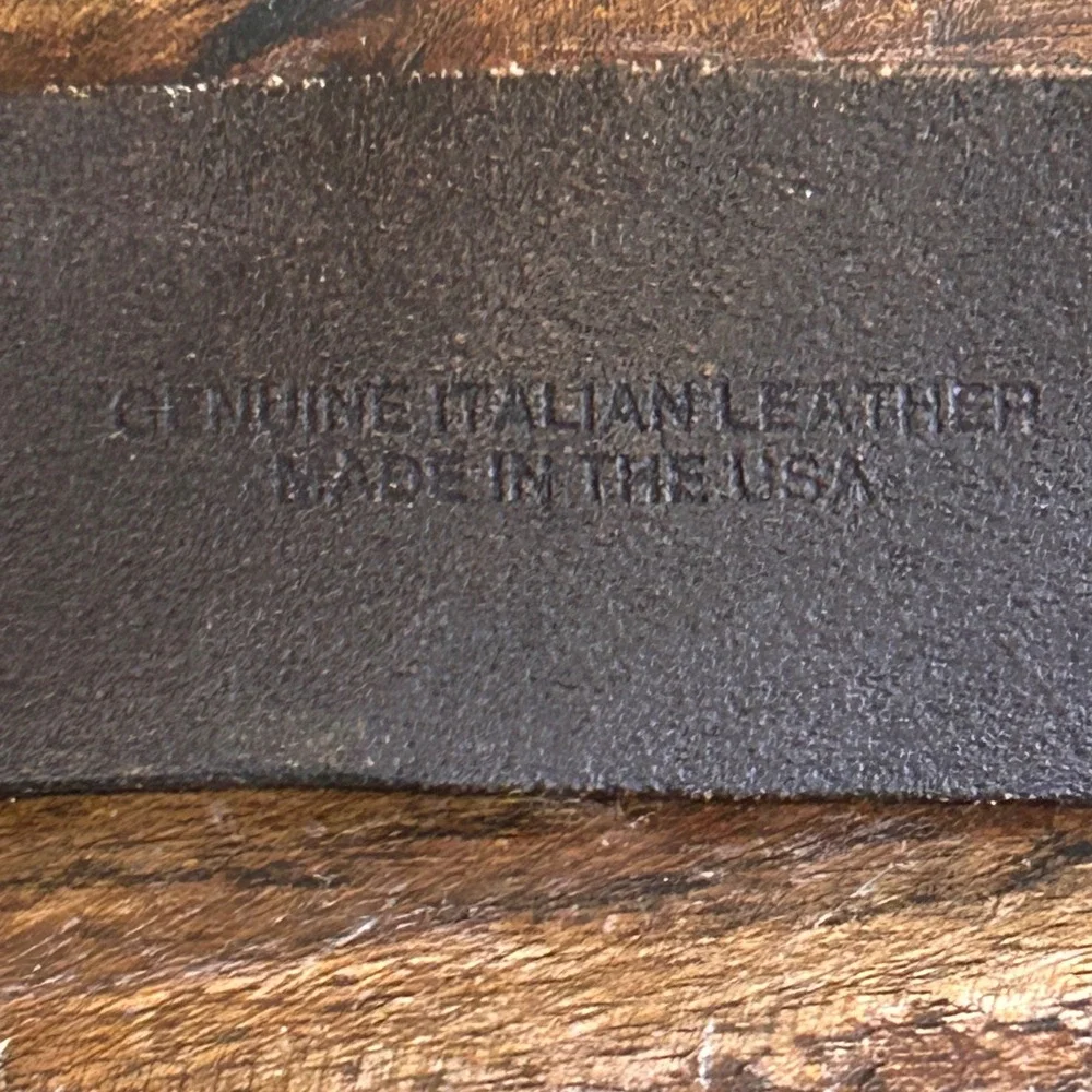 J Crew Genuine Italian Leather Belt Brass Buckle Made in USA Womens L‎ - Picture 6 of 12